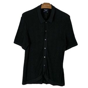 Abercrombie & Fitch Black Crochet Polo Button Up Mens Large